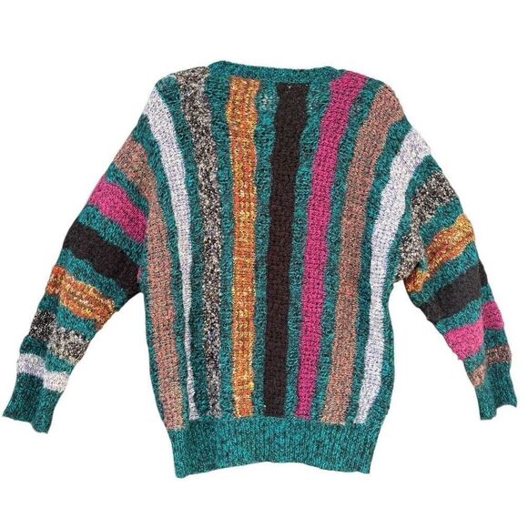 Jaclyn Smith Vtg 90s MultiColor Wild Pattern Embellished Cardigan Sweater Medium - Picture 7 of 8